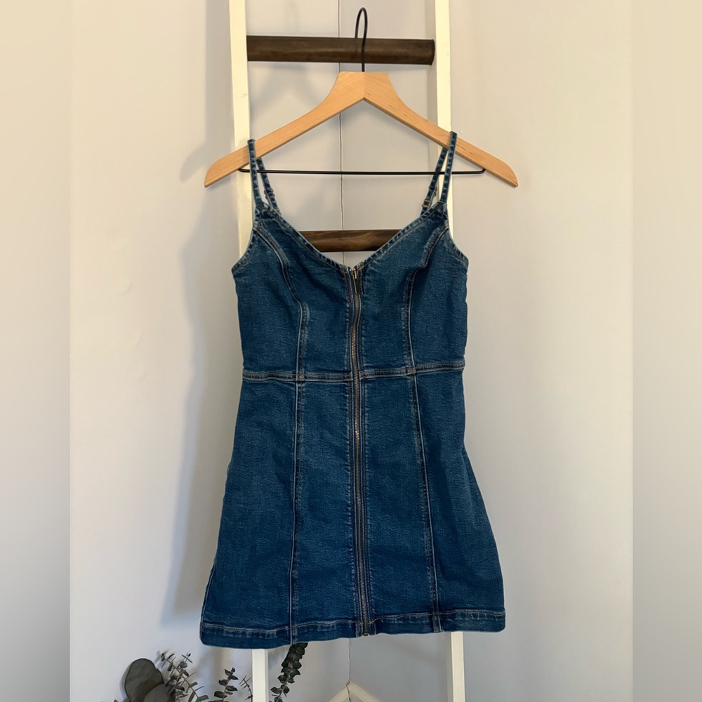 AE Zip-Front Denim Mini Dress